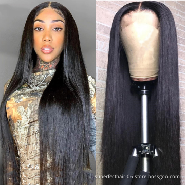 Wholesale Stock Brazilian 100% Virgin Hair 4*4 360 Lace Frontal Wig For Black Women Straight 13*6 5*5 Lace Front Human Hair Wigs